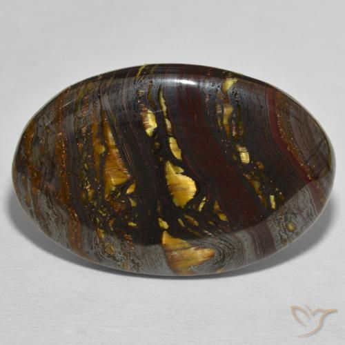 44.82ct Natural Multicolor Matriz Ojo de Tigre, Ovalada, Opaco