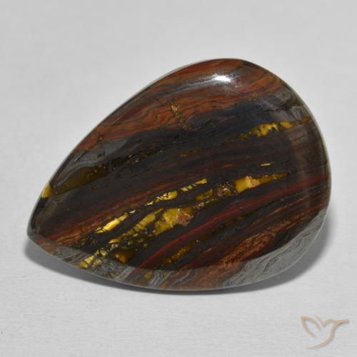 40.33ct Natural Multicolor Matriz Ojo de Tigre, En forma de pera, Opaco