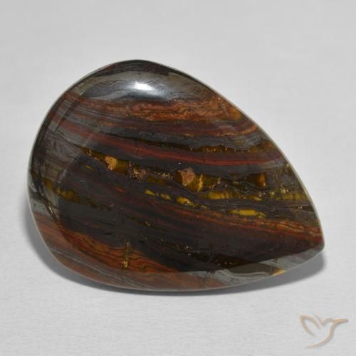 Matriz Ojo de Tigre Multicolor natural de 40.33 ct, En forma de pera, Opaco
