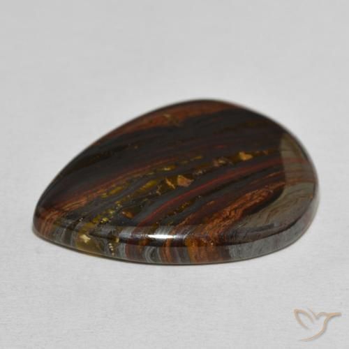 Matriz Ojo de Tigre Multicolor natural de 40.33 ct, En forma de pera, Opaco