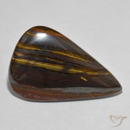 Matriz Ojo de Tigre Multicolor natural de 39.70 ct, En forma de pera, Opaco