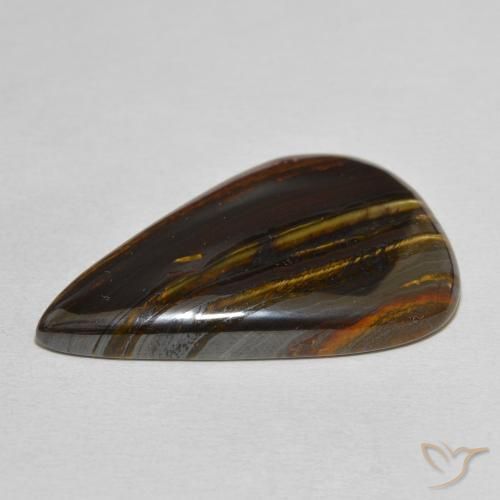 Matriz Ojo de Tigre Multicolor natural de 39.70 ct, En forma de pera, Opaco