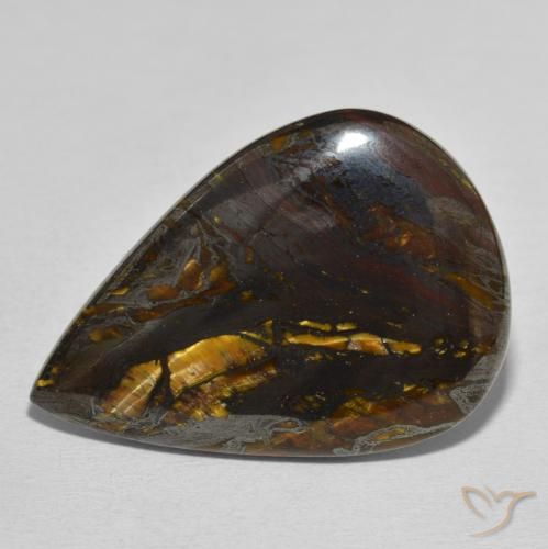 39.31ct Natural Multicolor Matriz Ojo de Tigre, En forma de pera, Opaco