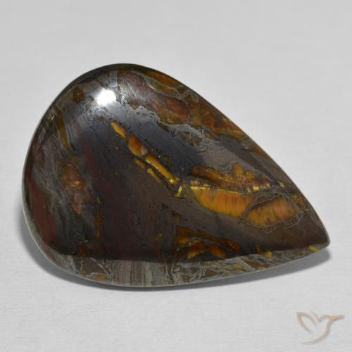 Matriz Ojo de Tigre Multicolor natural de 39.31 ct, En forma de pera, Opaco