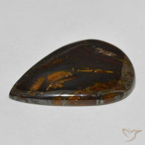 Matriz Ojo de Tigre Multicolor natural de 39.31 ct, En forma de pera, Opaco