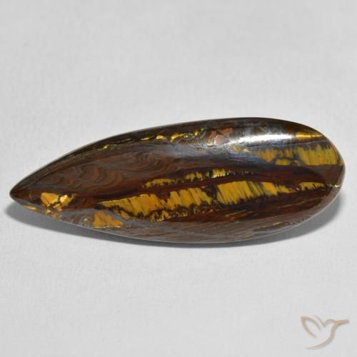 27.49ct Natural Multicolor Matriz Ojo de Tigre, En forma de pera, Opaco