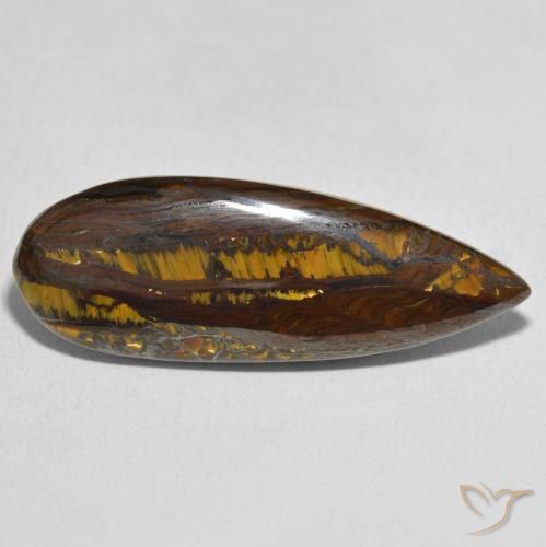 Matriz Ojo de Tigre Multicolor natural de 27.49 ct, En forma de pera, Opaco