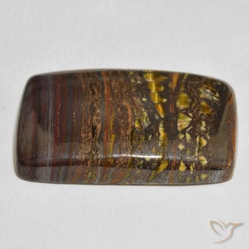 Matriz Ojo de Tigre Multicolor natural de 48.44 ct, Forma Cojín, Opaco