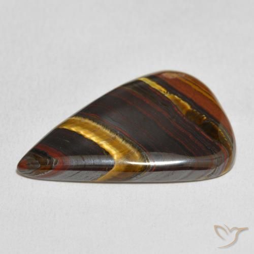 Matriz Ojo de Tigre Multicolor natural de 25.07 ct, En forma de pera, Opaco
