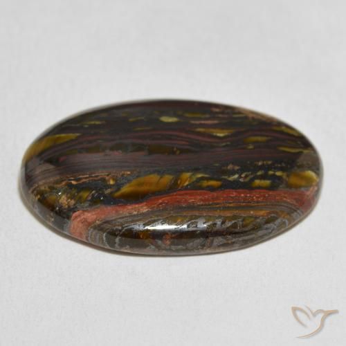 Matriz Ojo de Tigre Multicolor natural de 37.29 ct, Ovalada, Opaco