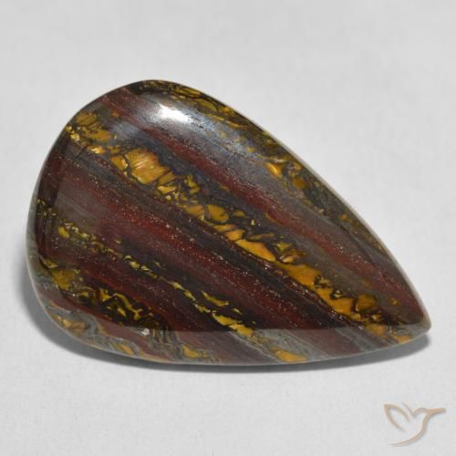 Matriz Ojo de Tigre Multicolor natural de 26.73 ct, En forma de pera, Opaco
