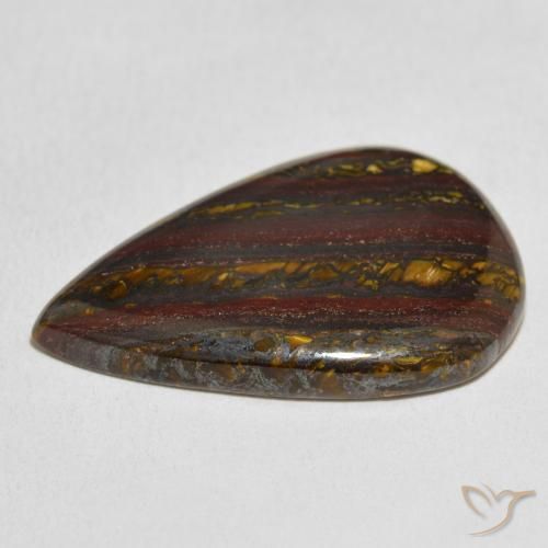 Matriz Ojo de Tigre Multicolor natural de 26.73 ct, En forma de pera, Opaco