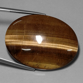 Tiger's eye marrón natural de 75,05 ct, corte óvalo, opaco