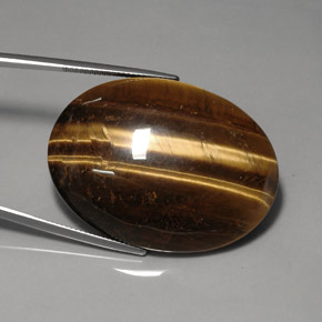 Tiger's eye marrón natural de 76,92 ct, corte óvalo, opaco