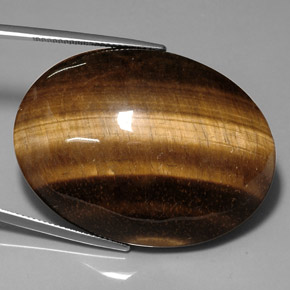 Tiger's eye marrón natural de 76,52 ct, corte óvalo, opaco