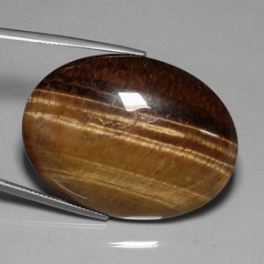 Tiger's eye marrón natural de 80,28 ct, corte óvalo, opaco
