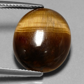 Tiger's eye marrón natural de 11,35 ct, corte óvalo, opaco