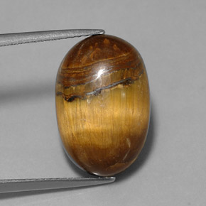 Tiger's eye marrón natural de 12,90 ct, corte óvalo, opaco