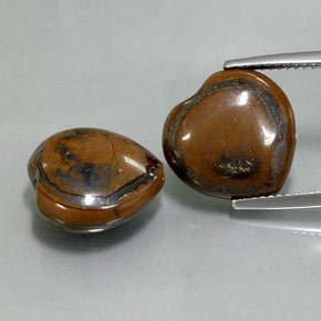 Gemas de tiger's eye multicolor natural de  ct, forma de corazón, opaco
