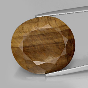 Ojo de Tigre Marrón oro natural de 16.94 ct, Corte Óvalo, Opaco