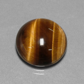 Ojo de Tigre Marrón oro natural de 11.38 ct, Corte Redondo, Opaco