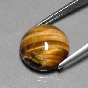 Tiger's eye marrón natural de 11,83 ct, corte redondo, opaco
