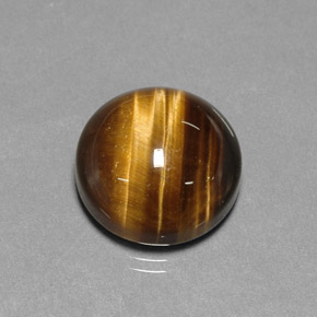 Ojo de Tigre Marrón oro natural de 12.84 ct, Corte Redondo, Opaco