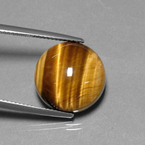 Ojo de Tigre Marrón oro natural de 12.16 ct, Corte Redondo, Opaco