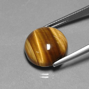 Ojo de Tigre Marrón oro natural de 12.16 ct, Corte Redondo, Opaco