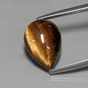 Tiger's eye marrón natural de 5,33 ct, en forma de pera, opaco