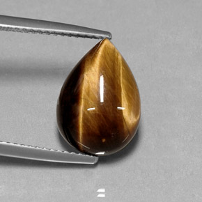 Ojo de Tigre Marrón oro natural de 5.18 ct, En forma de pera, Opaco