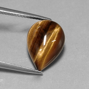 Tiger's eye marrón natural de 5,17 ct, en forma de pera, opaco