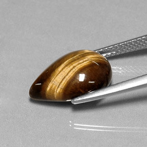 Tiger's eye marrón natural de 5,17 ct, en forma de pera, opaco