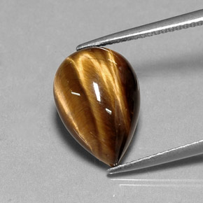 Tiger's eye marrón natural de 5,36 ct, en forma de pera, opaco
