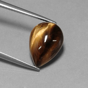Ojo de Tigre Marrón oro natural de 5.31 ct, En forma de pera, Opaco