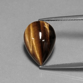 Tiger's eye marrón natural de 5,27 ct, en forma de pera, opaco