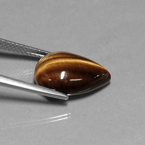 Tiger's eye marrón natural de 5,27 ct, en forma de pera, opaco