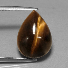 Tiger's eye marrón natural de 5,23 ct, en forma de pera, opaco