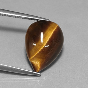 Ojo de Tigre Marrón oro natural de 5.09 ct, En forma de pera, Opaco