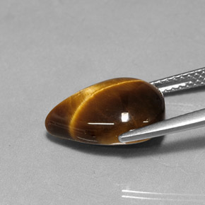 Ojo de Tigre Marrón oro natural de 5.09 ct, En forma de pera, Opaco