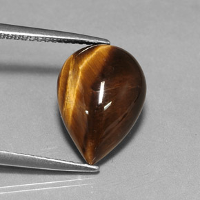 Tiger's eye marrón natural de 5,02 ct, en forma de pera, opaco