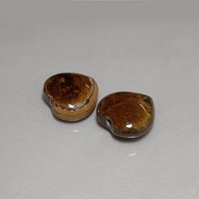 Gemas de Ojo de Tigre Marrón oro natural de  ct, Forma de corazón, Opaco