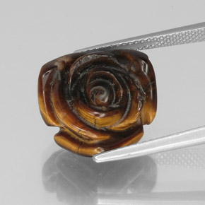 Tiger's eye marrón natural de 10,61 ct, forma elegante, opaco