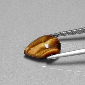 Ojo de Tigre Marrón oro natural de 5.01 ct, En forma de pera, Opaco
