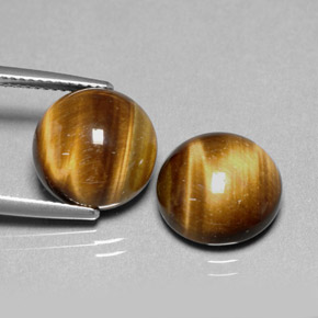 Gemas de tiger's eye marrón natural de  ct, corte redondo, opaco