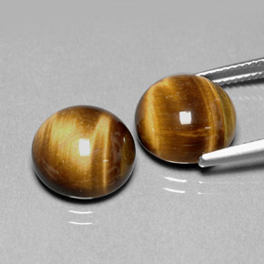 Gemas de tiger's eye marrón natural de  ct, corte redondo, opaco