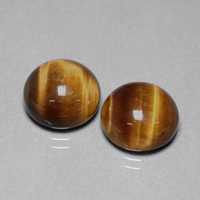 Gemas de tiger's eye marrón natural de  ct, corte redondo, opaco