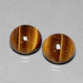Gemas de tiger's eye marrón natural de  ct, corte redondo, opaco