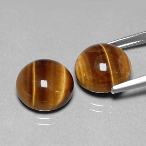 Gemas de tiger's eye marrón natural de  ct, corte redondo, opaco