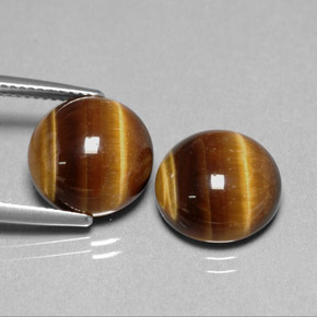 Gemas de tiger's eye marrón natural de  ct, corte redondo, opaco